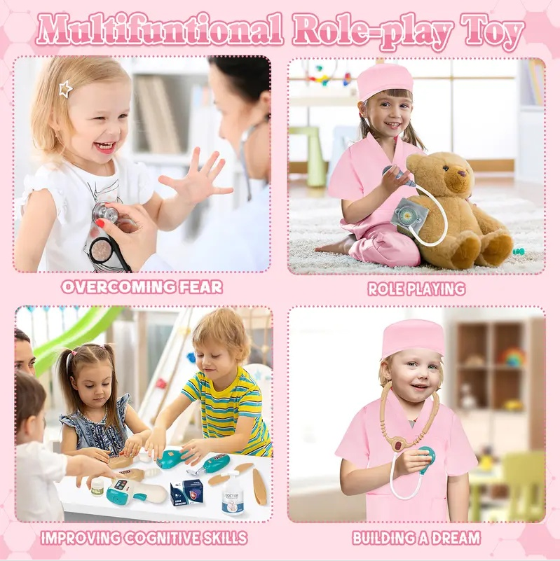 Kids Pretend Doctor Playset – 16-Piece Medical Station with Lights & Sounds
