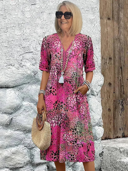 Sofia | Elegant Floral Midi Dress with Tummy Coverage