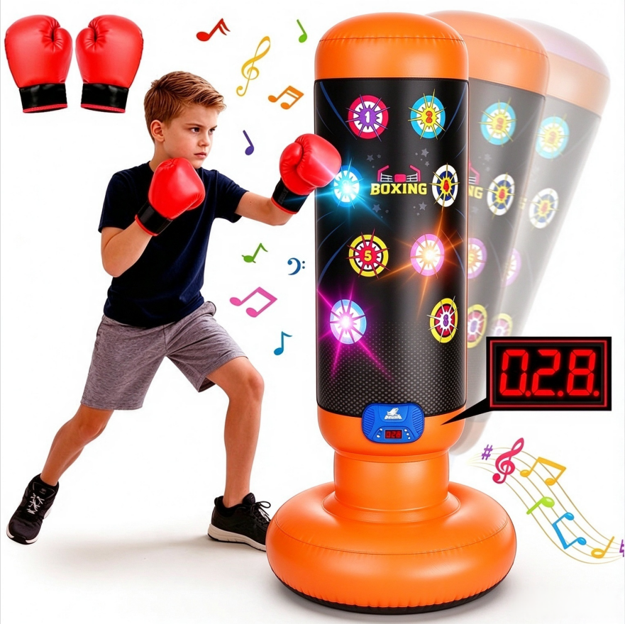 Interactive Kids Punching Bag with Music, Lights & Scoring Games