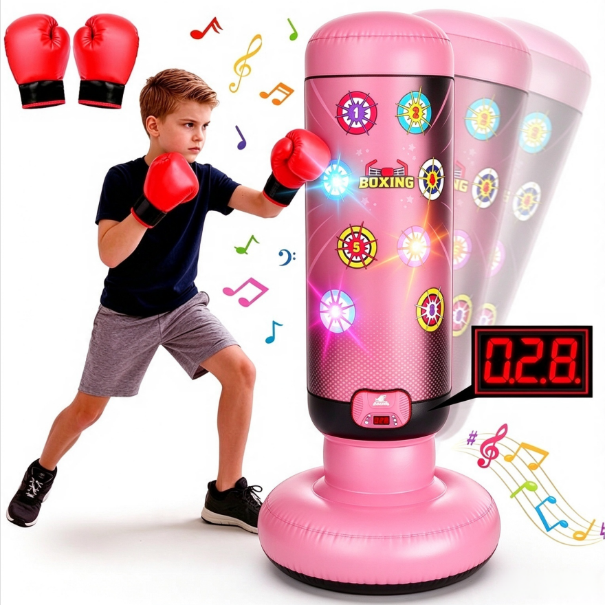 Interactive Kids Punching Bag with Music, Lights & Scoring Games