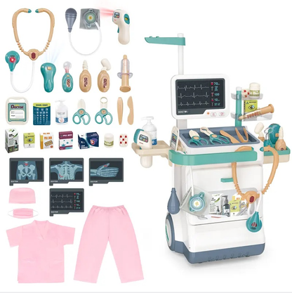Kids Pretend Doctor Playset – 16-Piece Medical Station with Lights & Sounds