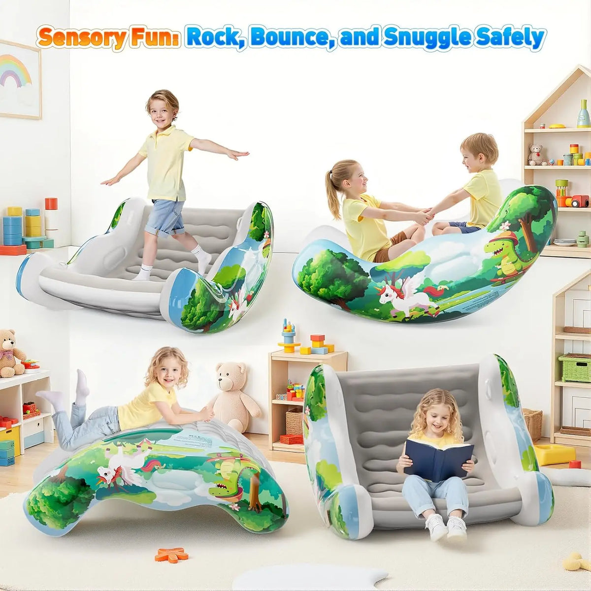 Kids Inflatable Rocking Chair – Cozy Cloud Chair for Reading, Relaxing & Play (Ages 3-8)
