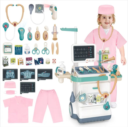 Kids Pretend Doctor Playset – 16-Piece Medical Station with Lights & Sounds