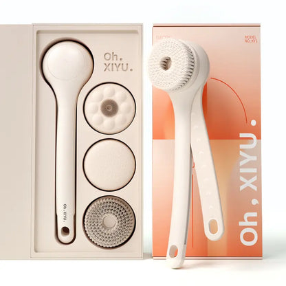 Silicone & Bristle Electric Body Brush - Dual-Handle Waterproof Spin Exfoliating Tool, Spa Luxury Body Care Accessory Set for Bacne Care & Stress Relief, Rechargeable 3-Piece Skin Health Kit (2 Months Daily Use, Ideal Gift), Body Care Tool