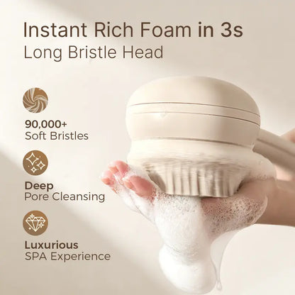 Silicone & Bristle Electric Body Brush - Dual-Handle Waterproof Spin Exfoliating Tool, Spa Luxury Body Care Accessory Set for Bacne Care & Stress Relief, Rechargeable 3-Piece Skin Health Kit (2 Months Daily Use, Ideal Gift), Body Care Tool