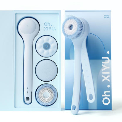 Silicone & Bristle Electric Body Brush - Dual-Handle Waterproof Spin Exfoliating Tool, Spa Luxury Body Care Accessory Set for Bacne Care & Stress Relief, Rechargeable 3-Piece Skin Health Kit (2 Months Daily Use, Ideal Gift), Body Care Tool