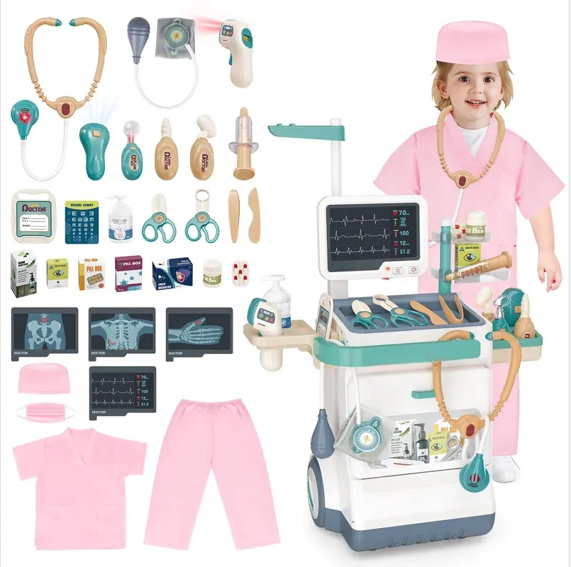 Kids Pretend Doctor Playset – 16-Piece Medical Station with Lights & Sounds