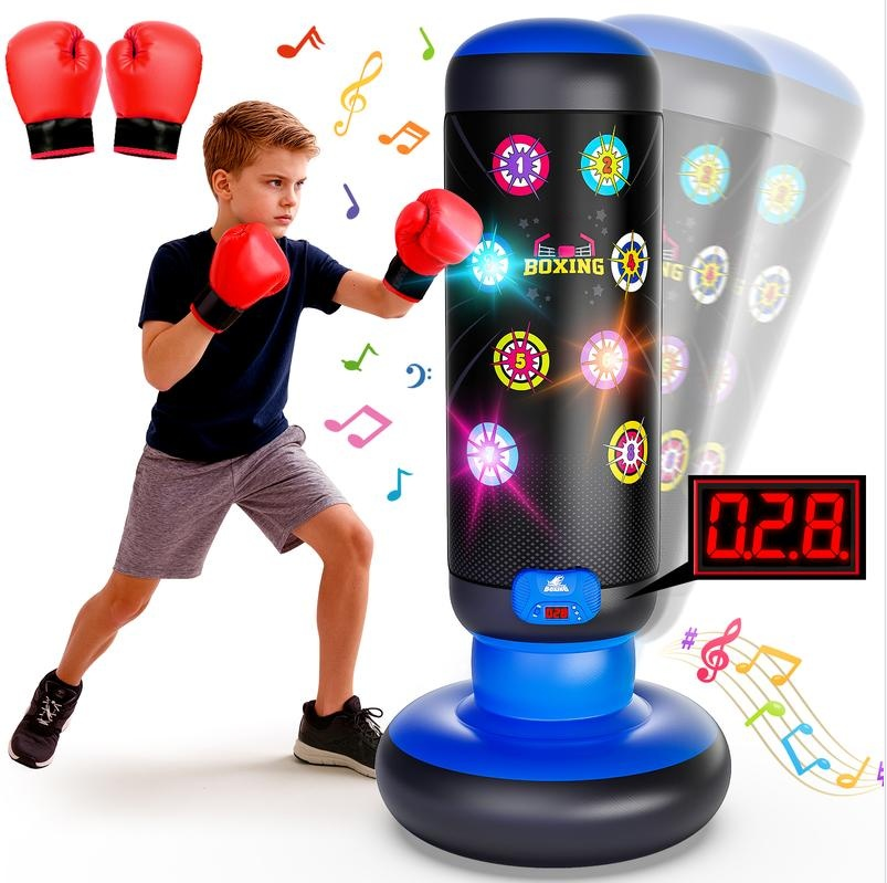 Interactive Kids Punching Bag with Music, Lights & Scoring Games