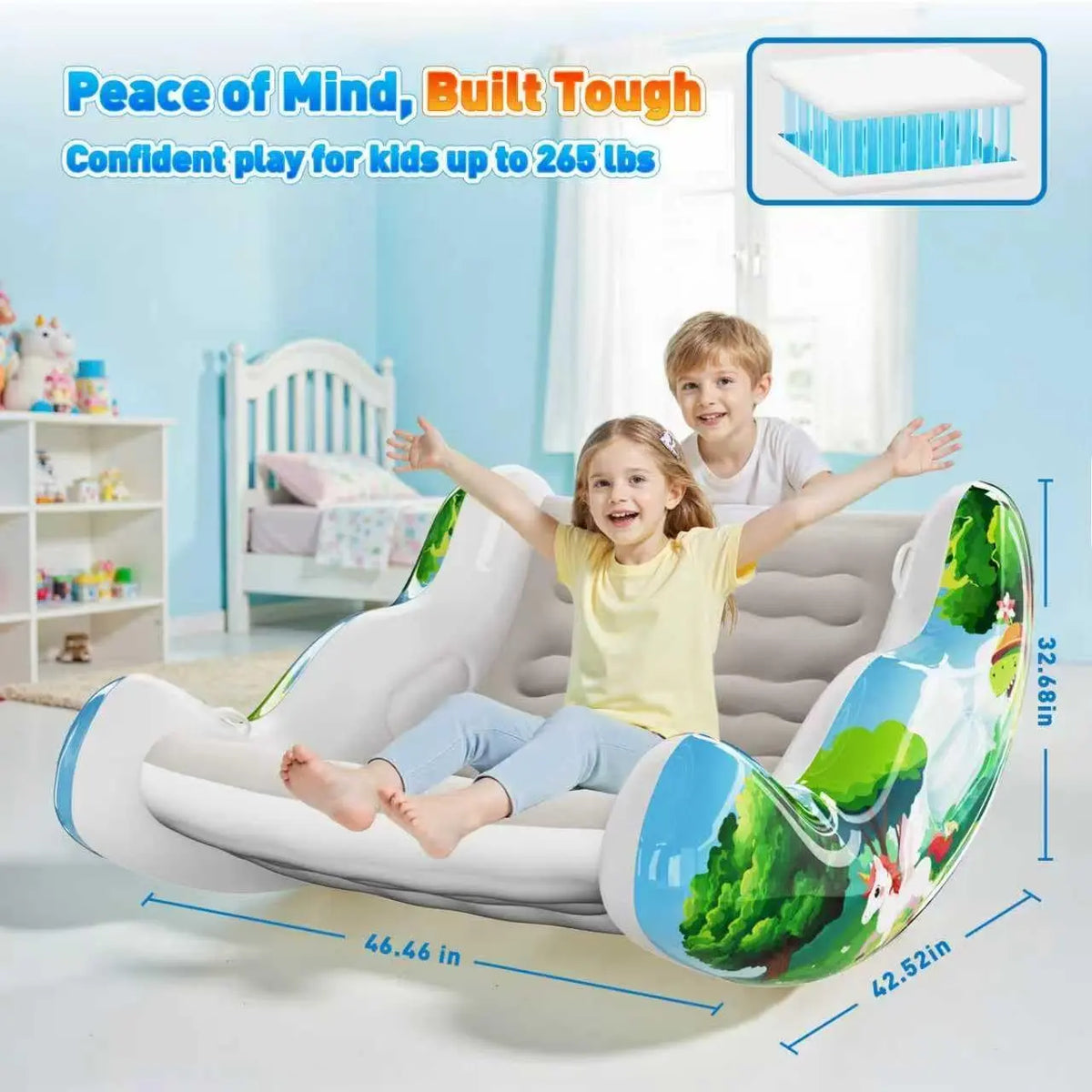 Kids Inflatable Rocking Chair – Cozy Cloud Chair for Reading, Relaxing & Play (Ages 3-8)