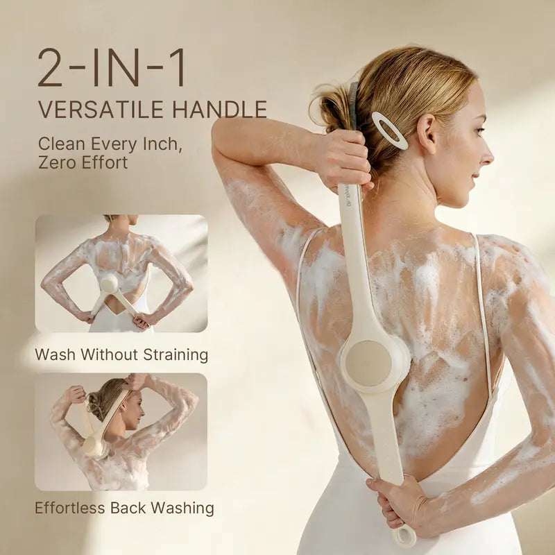 Silicone & Bristle Electric Body Brush - Dual-Handle Waterproof Spin Exfoliating Tool, Spa Luxury Body Care Accessory Set for Bacne Care & Stress Relief, Rechargeable 3-Piece Skin Health Kit (2 Months Daily Use, Ideal Gift), Body Care Tool