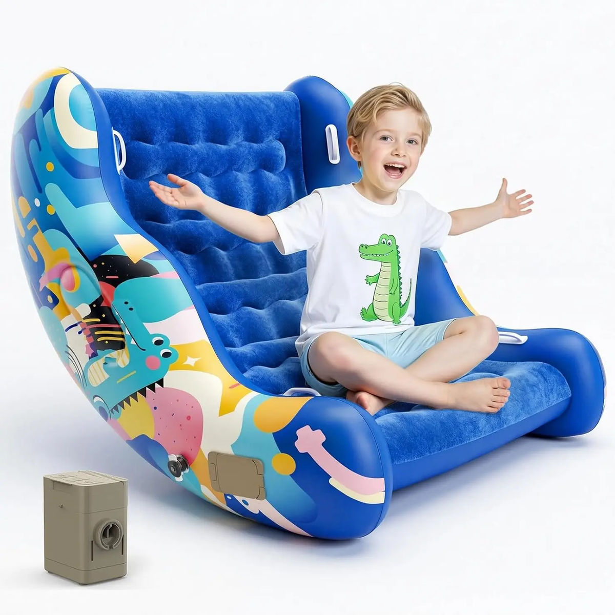 Kids Inflatable Rocking Chair – Cozy Cloud Chair for Reading, Relaxing & Play (Ages 3-8)