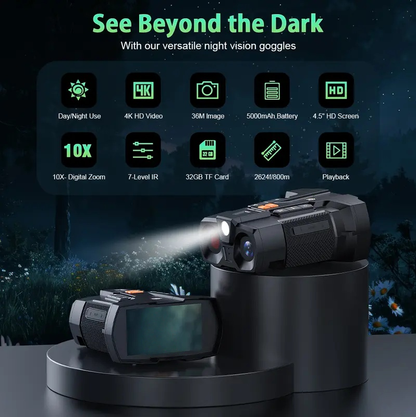4.5" HD Infrared Night Vision Binoculars | 10X Zoom, 32GB Card, Hunting & Camping Gift for Him